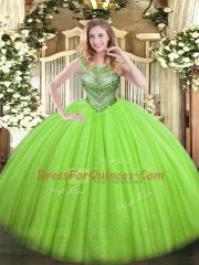 Elegant Floor Length Vestidos de Quinceanera Scoop Sleeveless Lace Up