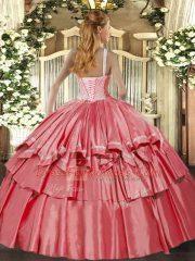 Custom Designed Lilac Sleeveless Floor Length Beading and Ruffled Layers Lace Up 15th Birthday Dress