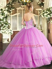 Sweetheart Sleeveless Brush Train Lace Up Sweet 16 Dresses Blue Tulle