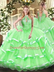 Beautiful Floor Length Ball Gowns Sleeveless 15 Quinceanera Dress Lace Up