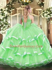Beautiful Floor Length Ball Gowns Sleeveless 15 Quinceanera Dress Lace Up