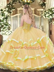 Yellow Green Sweet 16 Dresses Military Ball and Sweet 16 and Quinceanera with Lace Sweetheart Sleeveless Lace Up