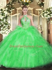 Latest Sleeveless Beading and Ruffles Floor Length Sweet 16 Dress