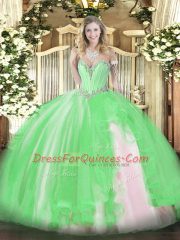 Sleeveless Tulle Lace Up Quinceanera Dress for Military Ball and Sweet 16 and Quinceanera
