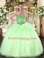 Sweetheart Sleeveless Lace Up Sweet 16 Quinceanera Dress Apple Green Organza