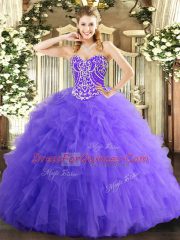 Dynamic Floor Length Ball Gowns Sleeveless Lavender Quinceanera Dresses Lace Up
