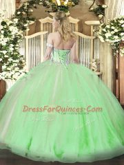 Tulle Sweetheart Sleeveless Lace Up Beading and Ruffles 15 Quinceanera Dress in Coral Red