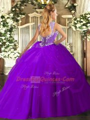 Cute Aqua Blue Sleeveless Beading and Pick Ups Floor Length Quinceanera Gown