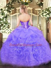 Enchanting Organza Sleeveless Floor Length Quinceanera Dresses and Appliques and Ruffles and Pick Ups