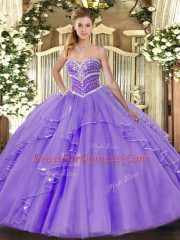 Sleeveless Lace Up Floor Length Beading and Ruffles Sweet 16 Dresses