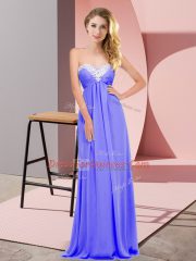 Flirting Lavender Empire Ruching Dress for Prom Lace Up Chiffon Sleeveless Floor Length