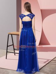 Vintage Tulle Scoop Sleeveless Zipper Lace Evening Dress in Turquoise