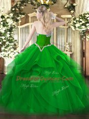 Decent Sleeveless Lace Up Floor Length Beading and Ruffles Ball Gown Prom Dress