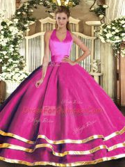 Floor Length Ball Gowns Sleeveless Fuchsia 15 Quinceanera Dress Lace Up