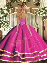 Floor Length Ball Gowns Sleeveless Fuchsia 15 Quinceanera Dress Lace Up