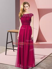 Ideal Empire Fuchsia Strapless Chiffon Sleeveless Floor Length Zipper