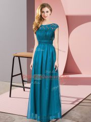 Teal Sleeveless Tulle Zipper Evening Dress for Prom and Party