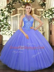 Spectacular Lavender Sleeveless Floor Length Beading Lace Up Sweet 16 Dress