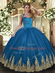 Best Sleeveless Lace Up Floor Length Appliques Quince Ball Gowns