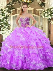 Artistic Sleeveless Lace Up Floor Length Beading and Ruffled Layers 15 Quinceanera Dress