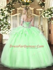 Captivating Champagne Ball Gowns Sweetheart Sleeveless Organza Floor Length Lace Up Beading Ball Gown Prom Dress