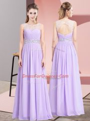 Beading Dress for Prom Lavender Lace Up Sleeveless Floor Length