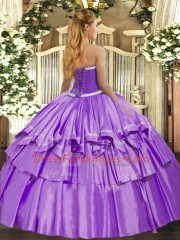 Blue Ball Gowns Organza and Taffeta Sweetheart Sleeveless Appliques and Ruffled Layers Floor Length Lace Up Sweet 16 Quinceanera Dress