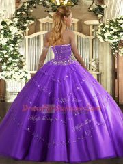 Fabulous Hot Pink Sleeveless Floor Length Beading and Appliques Lace Up Quinceanera Gowns