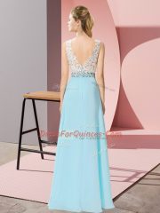 Excellent Lavender V-neck Backless Beading Dress for Prom Sleeveless