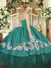 Flare Strapless Sleeveless Organza and Taffeta 15 Quinceanera Dress Embroidery Zipper