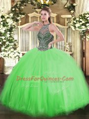 Most Popular Sleeveless Floor Length Beading Lace Up 15 Quinceanera Dress with