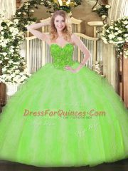 Spectacular Beading and Ruffles Vestidos de Quinceanera Lace Up Sleeveless Floor Length