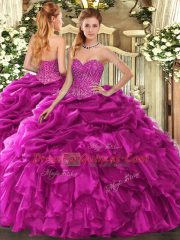 Sleeveless Lace Up Floor Length Beading and Ruffles and Pick Ups Sweet 16 Dress