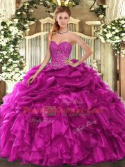 Sleeveless Lace Up Floor Length Beading and Ruffles and Pick Ups Sweet 16 Dress