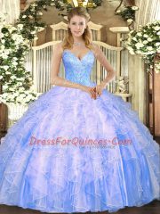 Floor Length Ball Gowns Sleeveless Light Blue Vestidos de Quinceanera Lace Up