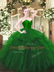 Low Price Floor Length Green Sweet 16 Dresses Sweetheart Sleeveless Zipper