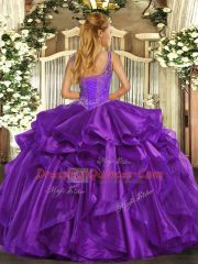 Superior Organza Sleeveless Floor Length 15th Birthday Dress and Beading and Ruffles