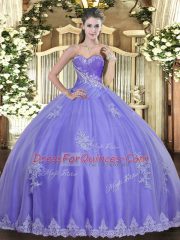 Lavender Sweetheart Lace Up Beading and Appliques Vestidos de Quinceanera Sleeveless