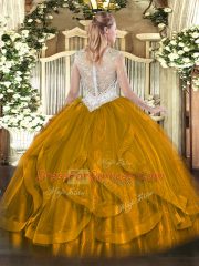 Beading and Ruffles Ball Gown Prom Dress Zipper Sleeveless Floor Length