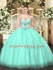 Spectacular Ball Gowns Vestidos de Quinceanera Apple Green Sweetheart Satin Sleeveless Floor Length Lace Up