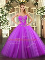 Sweetheart Sleeveless Tulle 15 Quinceanera Dress Beading Zipper