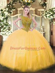 Free and Easy Tulle Sleeveless Floor Length Quinceanera Dresses and Beading