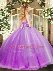 Glorious Sweetheart Sleeveless Tulle Quinceanera Gowns Beading and Ruffles Lace Up