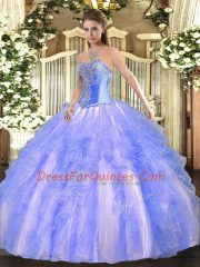 Extravagant Sleeveless Lace Up Floor Length Beading and Ruffles Sweet 16 Quinceanera Dress