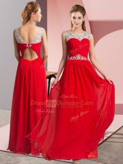 Red Prom Dresses Prom and Party with Beading Scoop Sleeveless Clasp Handle