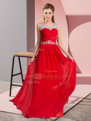 Red Prom Dresses Prom and Party with Beading Scoop Sleeveless Clasp Handle