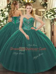 Floor Length Ball Gowns Sleeveless Dark Green Sweet 16 Quinceanera Dress Lace Up