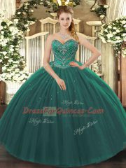 Floor Length Ball Gowns Sleeveless Dark Green Sweet 16 Quinceanera Dress Lace Up