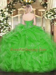 Ball Gowns Vestidos de Quinceanera Green Sweetheart Organza Sleeveless Floor Length Lace Up