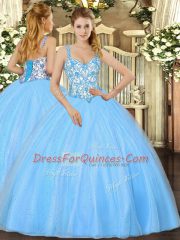 Delicate Sleeveless Beading and Appliques Lace Up 15 Quinceanera Dress